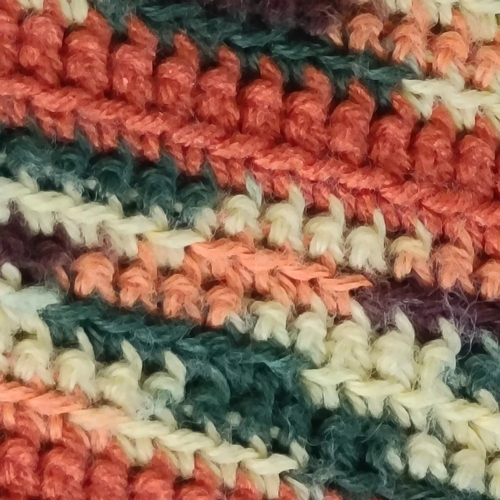 Hand Crocheted Afghan Throw Blanket 44x55 MCM GRANDMACORE Retro Orange Brown VTG